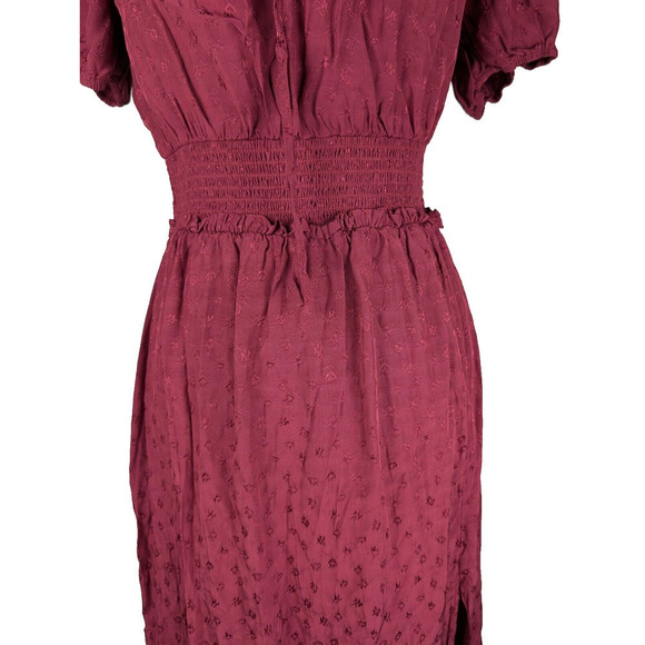 PAIGE Avonne Dobby Tiered Maxi Dress Berry Jam Pink Size M Smocked Satin - Picture 6 of 15